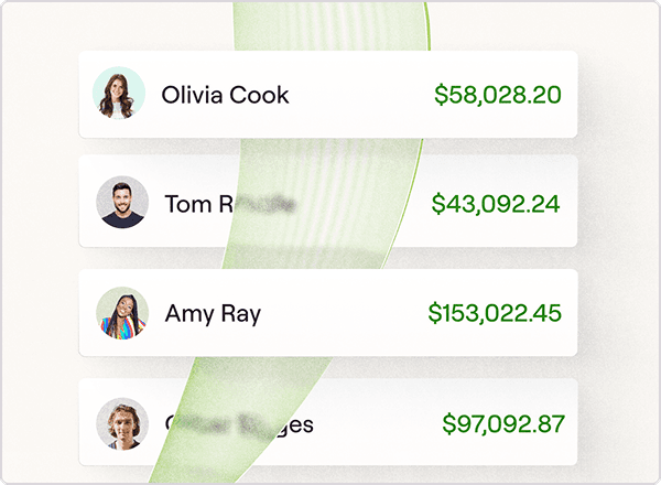 List of people and money balances